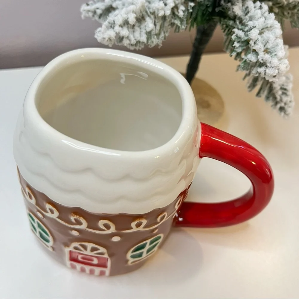 Target Wondershop Earthenware Gingerbread House Mug NWT Holiday Whimsical